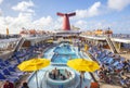 Carnival Elation Cruise Ship Top Deck With Swimming Pool Royalty Free Stock Photo