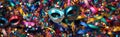 Carnival Face Masks Confetti Pattern Header Royalty Free Stock Photo