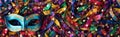 Carnival Face Masks Confetti Pattern Header Royalty Free Stock Photo