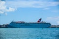 Carnival Fantasy Cruise Ship anchors at the Port of Key West Royalty Free Stock Photo