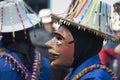 Carnival festival of the Virgen del Carmen in the town of Paucartambo celebrating singing, dancing with masks