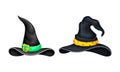 Carnival festive headgears set. Magician and wizard hats cartoon vector illustration Royalty Free Stock Photo