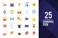 25 Carnival Flat icon pack. vector illustration Royalty Free Stock Photo