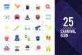 25 Carnival Flat icon pack. vector illustration Royalty Free Stock Photo