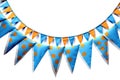 Carnival Garland With Blue Flags On White Background. Generative AI