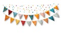 Carnival garland with flags on transparent background. Decorative colorful pennants. Generative Ai Royalty Free Stock Photo