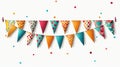 Carnival garland with flags on transparent background. Decorative colorful pennants. Generative Ai Royalty Free Stock Photo