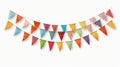 Carnival garland with flags on transparent background. Decorative colorful pennants. Generative Ai Royalty Free Stock Photo