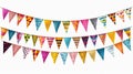 Carnival garland with flags on transparent background. Decorative colorful pennants. Generative Ai Royalty Free Stock Photo