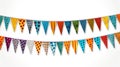 Carnival garland with flags on transparent background. Decorative colorful pennants. Generative Ai Royalty Free Stock Photo