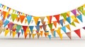 Carnival garland with flags on transparent background. Decorative colorful pennants. Generative Ai Royalty Free Stock Photo