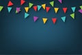 Carnival garland with pennants. Decorative colorful party flags for birthday celebration, festival and fair decoration