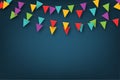 Carnival garland with pennants. Decorative colorful party flags for birthday celebration, festival and fair decoration Royalty Free Stock Photo