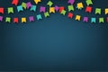 Carnival garland with pennants. Decorative colorful party flags for birthday celebration, festival and fair decoration Royalty Free Stock Photo