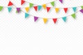 Carnival garland with pennants. Decorative colorful party flags for birthday celebration, festival and fair decoration. Festive Royalty Free Stock Photo