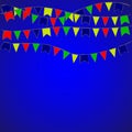 Carnival garland with pennants. Decorative colorful party flags for birthday celebration and festival. Festive background with Royalty Free Stock Photo