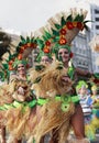 SANTA CRUZ DE TENERIFE, CANARY ISLANDS - circa FEBRUARY 2018: Carnival groups and costumed characters, parade through the streets Royalty Free Stock Photo