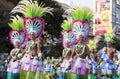 SANTA CRUZ DE TENERIFE, CANARY ISLANDS - circa FEBRUARY 2018: Carnival groups and costumed characters, parade through the streets Royalty Free Stock Photo