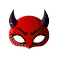Carnival halloween, masquerade red demon mask with horns