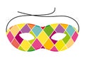 Carnival Harlequin mask. Colorful and joyful icon.