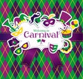 Carnival icons and seamless pattern