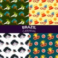 Carnival Italy and Brazil masks celebration festive carnaval masquerade seamless pattern background festival vector