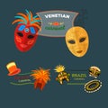 Carnival Italy and Brazil web banner masks celebration festive