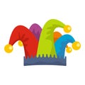 Carnival jester icon, flat style