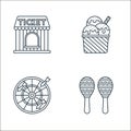 carnival line icons. linear set. quality vector line set such as maracas, dartboard, ice cream