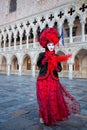 Carnival mask against Doge palace in Venice, Italy