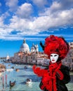 Carnival mask against Grand Canal in Venice, Italy Royalty Free Stock Photo