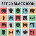 Carnival mask black icons in set collection for design.Mask on the eyes and face vector symbol stock web illustration. Royalty Free Stock Photo