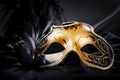 Carnival mask on black silk background Royalty Free Stock Photo