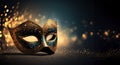 Carnival mask on blurred golden lights background