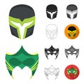 Carnival mask cartoon,black,flat,monochrome,outline icons in set collection for design.Mask on the eyes and face vector Royalty Free Stock Photo