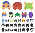 Carnival mask cartoon, black icons in set collection for design.Mask on the eyes and face vector symbol stock web Royalty Free Stock Photo