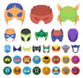 Carnival mask cartoon,flat icons in set collection for design.Mask on the eyes and face vector symbol stock web Royalty Free Stock Photo