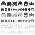 Carnival mask cartoon icons in set collection for design.Mask on the eyes and face vector symbol stock web illustration. Royalty Free Stock Photo