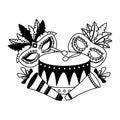 Carnival mask drum feathers Royalty Free Stock Photo