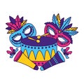 Carnival mask drum feathers Royalty Free Stock Photo