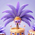 Carnival mask with elaborate feathers atop a drum Royalty Free Stock Photo