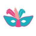 Carnival mask with feathers. Festive element for holiday. Royalty Free Stock Photo