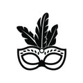 Carnival mask with feathers icon, simple style Royalty Free Stock Photo