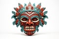 Carnival mask for the festival. Aztec traditional ceremonial mask on white background. Warrior mask. Tribal totem