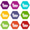 Carnival mask icons set 9 vector Royalty Free Stock Photo