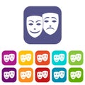 Carnival mask icons set Royalty Free Stock Photo