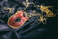 Carnival mask isolated on black satin background Royalty Free Stock Photo