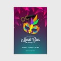 Carnival Mask, Masquerade, Mardi Gras. Carnival, Night Party Poster, Dance Party Flyer, Musical Party Banner, Carnival Invitation.