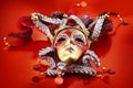 Carnival mask on red background Royalty Free Stock Photo