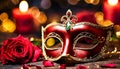 carnival mask with rose petals. Selective focus. Royalty Free Stock Photo